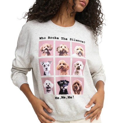 Only Sweat Linda Bear O-neck Box Light Grey Melange Let The Dog Out